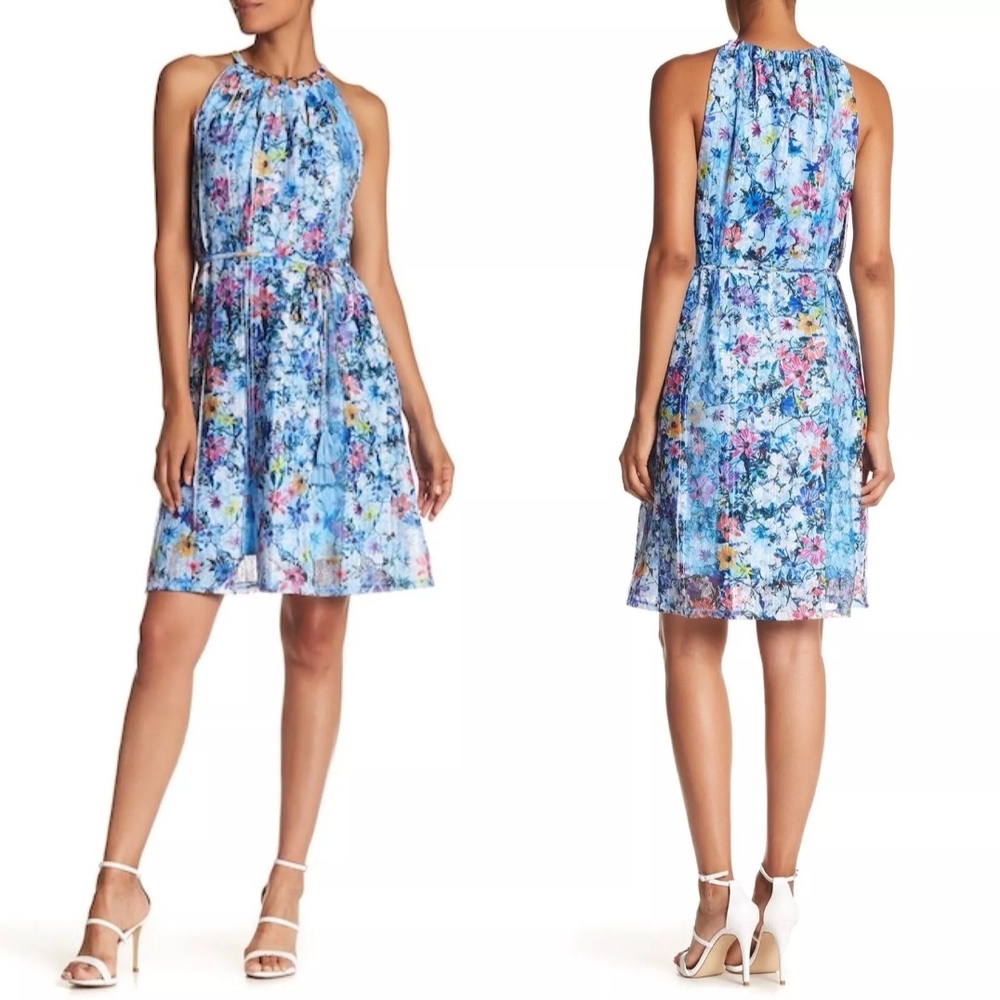 Tahari XL Debrah Double Loop Blue Lace Slip Dress - Picture 8 of 8